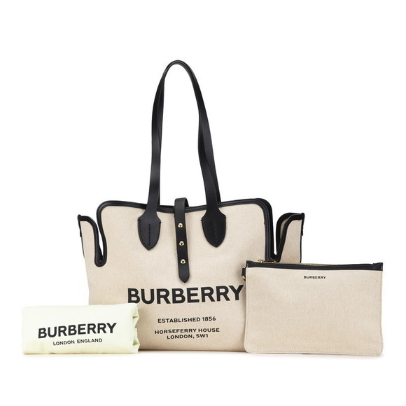 Burberry Burberry Logo Canvas Leather Tote Bag Canvas Tote Bag 8031318 - Picture 1 of 10